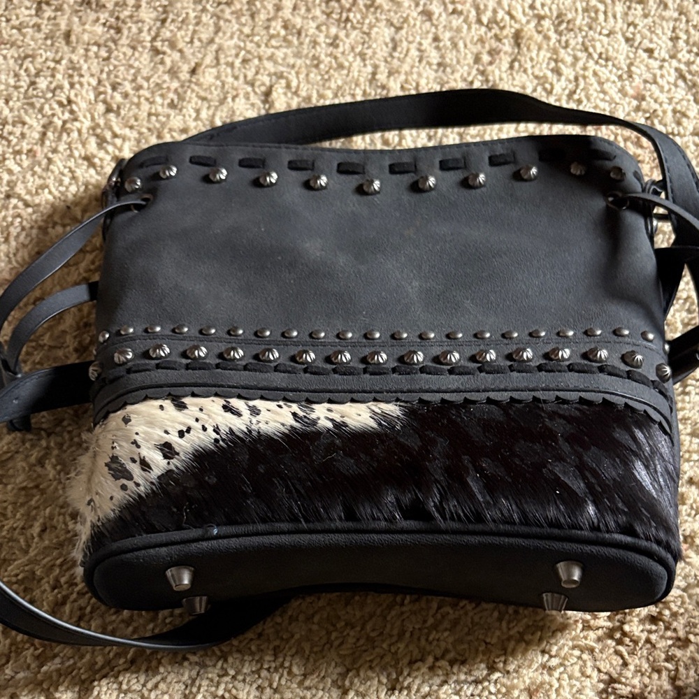 Black and White Studded Crossbody Bag
